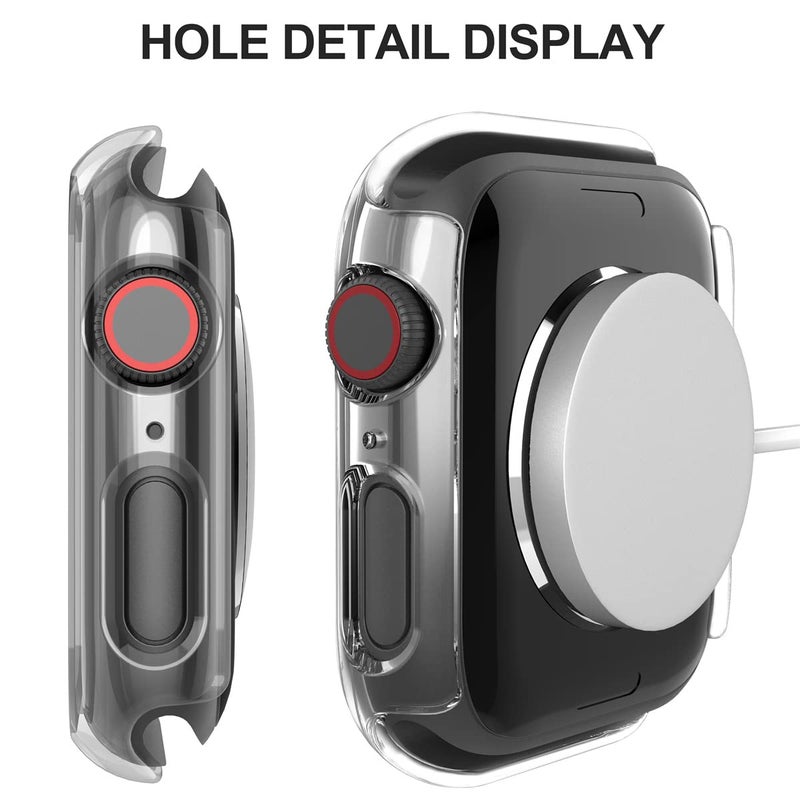 Diruite Suoman 2-Pack for Apple Watch 44mm Screen Protector Case,for iWatch Series 6/5/4/Series SE/SE 2/SE 3 44mm Protection Cover All-Around Tempered Glass Screen Protector Case Ultra-Thin - Clear - Image 3